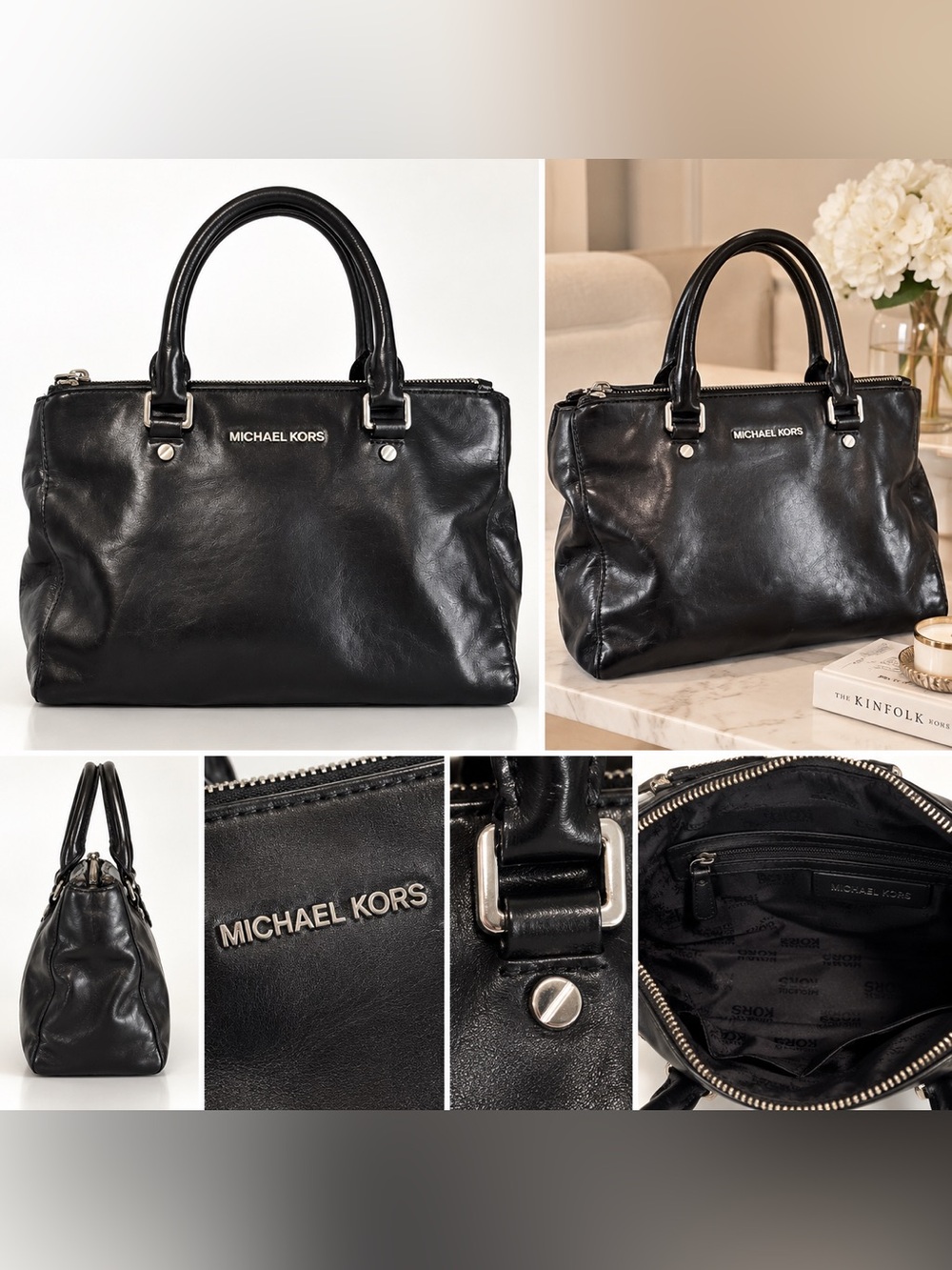 Michael Kors Black Leather Top-Handle Satchel